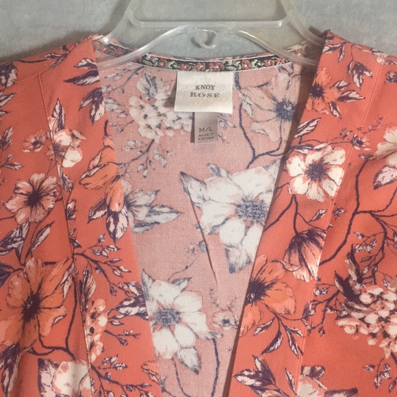 KNOX ROSE Floral Print Oversized Relaxed Fit Comfy Kimono with Tassels - Picture 3 of 16